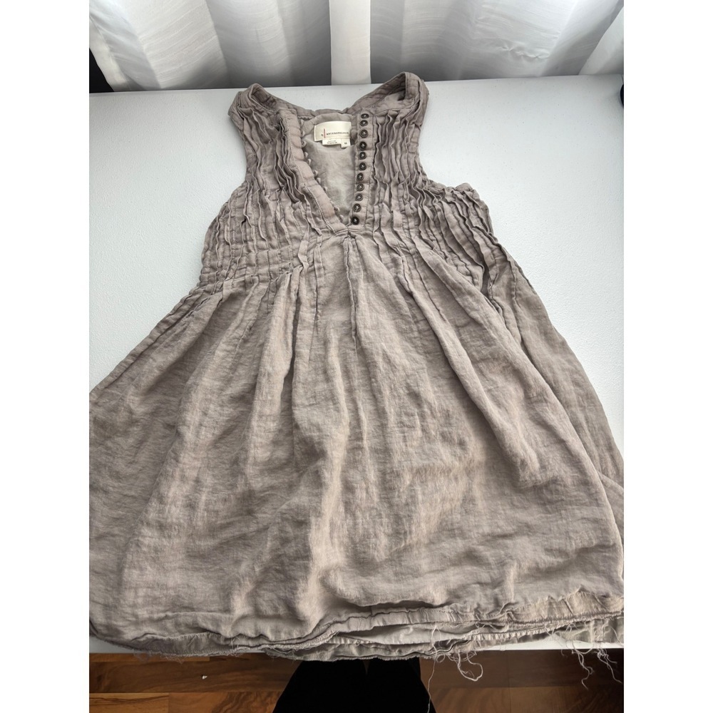 Anthropologie Dress Sleeveless Button Up Casual Boho XS